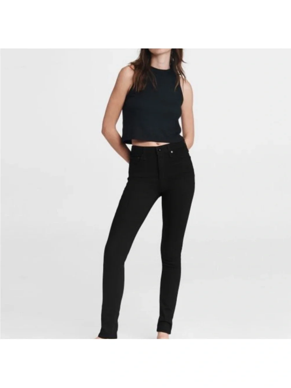 NEW ! NWT RAG & BONE Nina High-Rise Skinny Jeans Black 25